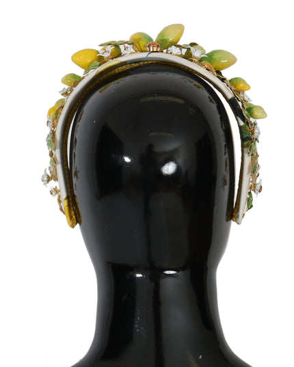 Dolce & Gabbana Yellow Lemons Sicily Crystal Diadem Tiara Headband