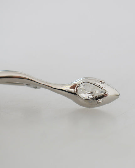 Dolce & Gabbana Silver Brass Crystal Spilla Serpente Mens Brooch Pin