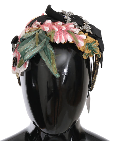Dolce & Gabbana Multicolor Tiara Floral Crystal Bow Diadem Headband