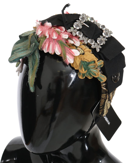 Dolce & Gabbana Multicolor Tiara Floral Crystal Bow Diadem Headband