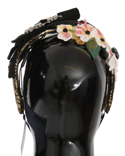 Dolce & Gabbana Multicolor Tiara Floral Crystal Bow Diadem Headband