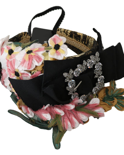 Dolce & Gabbana Multicolor Tiara Floral Crystal Bow Diadem Headband