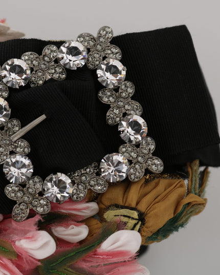 Dolce & Gabbana Multicolor Tiara Floral Crystal Bow Diadem Headband