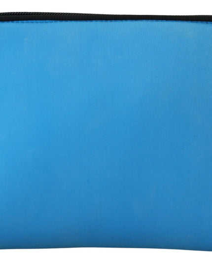 Dolce & Gabbana Blue Logo Print Hand Pouch Leopard Print Toiletry Bag