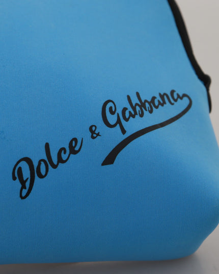 Dolce & Gabbana Blue Logo Print Hand Pouch Leopard Print Toiletry Bag