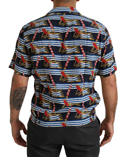Dolce & Gabbana Multicolor Beach Chair Short Sleeves Shirt