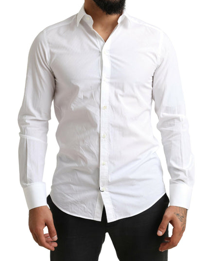 Dolce & Gabbana White MARTINI Cotton Dress Formal Shirt