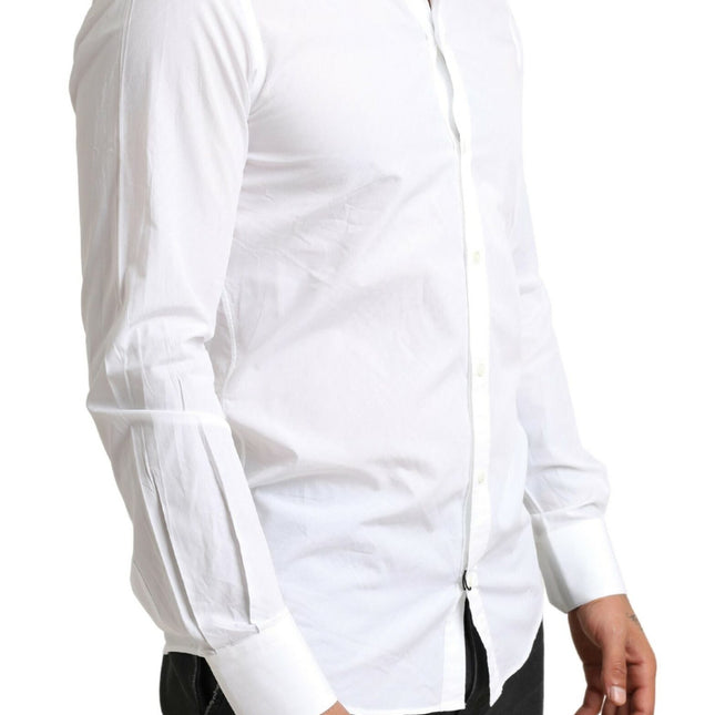 Dolce & Gabbana White MARTINI Cotton Dress Formal Shirt