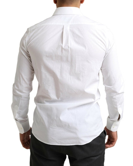 Dolce & Gabbana White MARTINI Cotton Dress Formal Shirt
