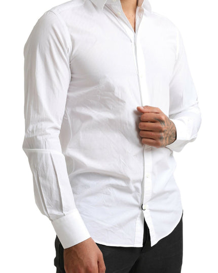 Dolce & Gabbana White MARTINI Cotton Dress Formal Shirt