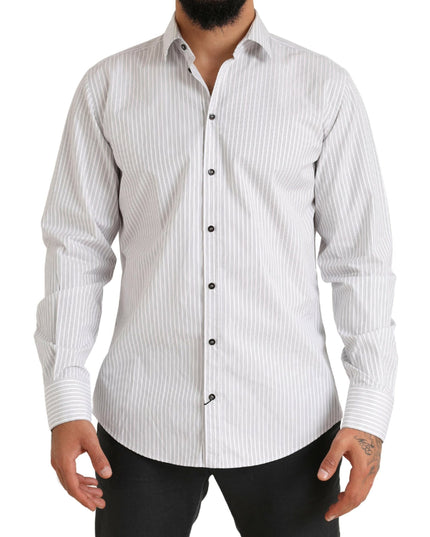Dolce & Gabbana White MARTINI Cotton Stripe Dress Formal Shirt