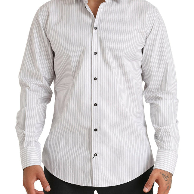 Dolce & Gabbana White MARTINI Cotton Stripe Dress Formal Shirt