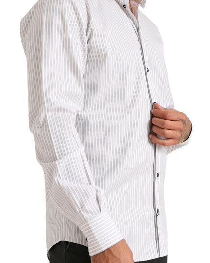 Dolce & Gabbana White MARTINI Cotton Stripe Dress Formal Shirt