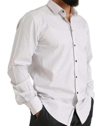 Dolce & Gabbana White MARTINI Cotton Stripe Dress Formal Shirt
