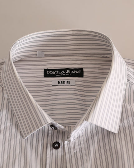 Dolce & Gabbana White MARTINI Cotton Stripe Dress Formal Shirt