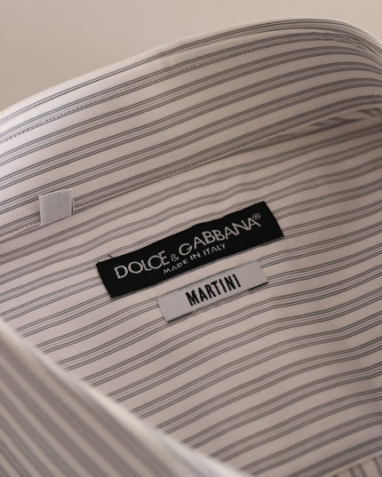 Dolce & Gabbana White MARTINI Cotton Stripe Dress Formal Shirt
