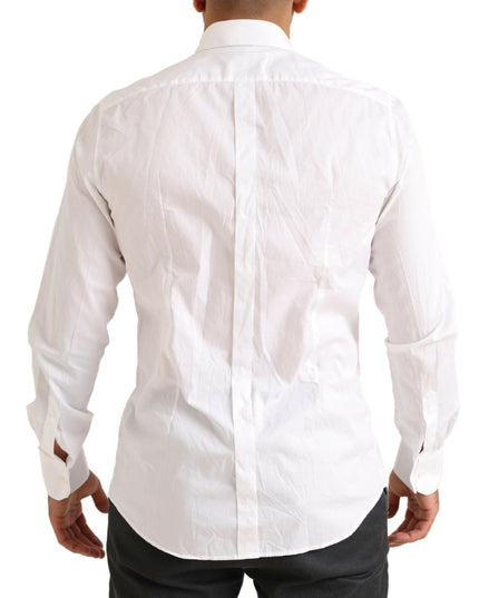 Dolce & Gabbana White GOLD Formal Cotton Tuxedo Dress Shirt