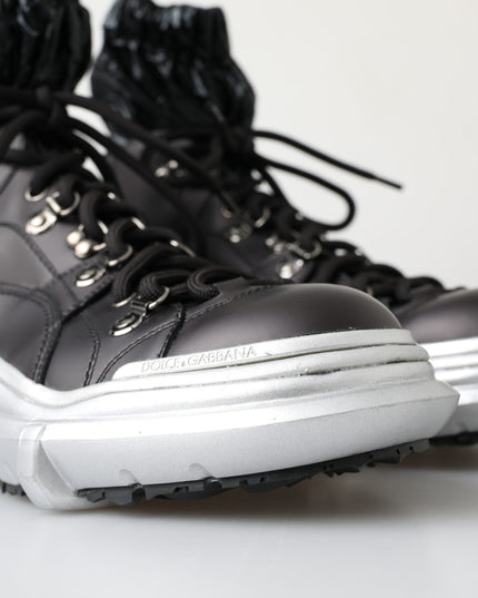 Dolce & Gabbana Black Nylon Galileo High Top Sneakers Shoes