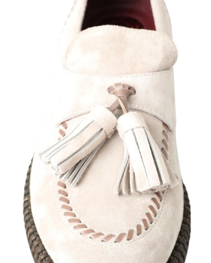 Dolce & Gabbana Ivory Suede Leather Men Espadrille Shoes