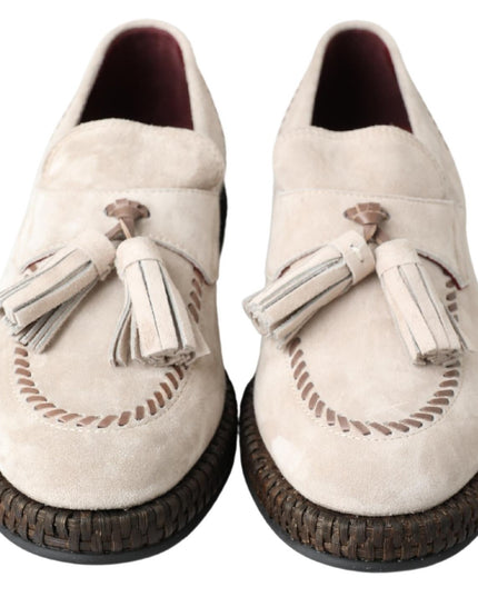 Dolce & Gabbana Ivory Suede Leather Men Espadrille Shoes