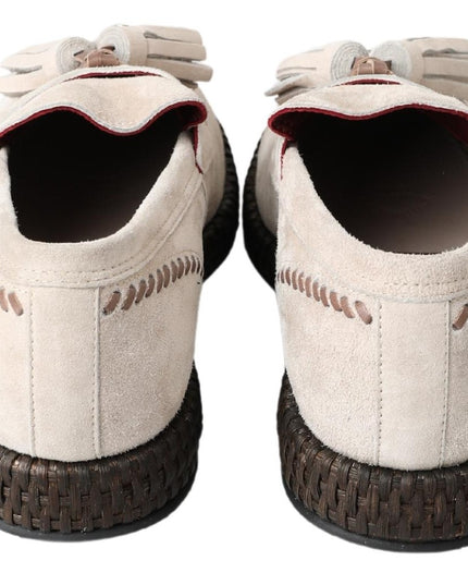 Dolce & Gabbana Ivory Suede Leather Men Espadrille Shoes