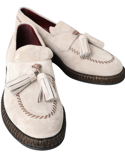 Dolce & Gabbana Ivory Suede Leather Men Espadrille Shoes