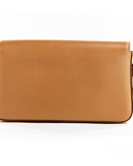 Burberry Grace Small Nutmeg Smooth Leather Flap Crossbody Clutch Handbag Purse