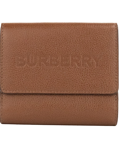 Burberry Luna Tan Grained Leather Small Coin Pouch Snap Wallet