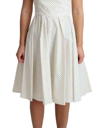 Dolce & Gabbana White Polka Dotted Cotton A-Line Dress