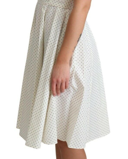 Dolce & Gabbana White Polka Dotted Cotton A-Line Dress