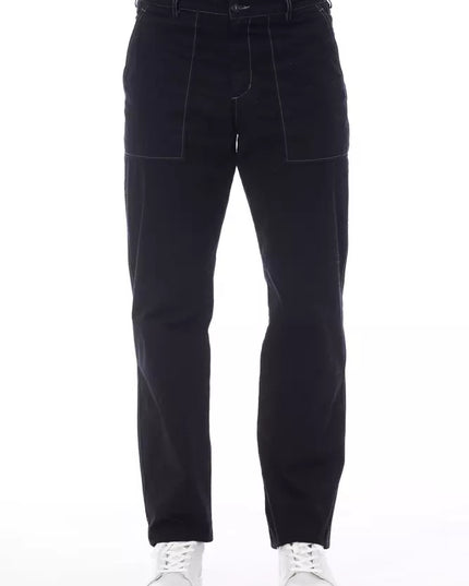 Alpha Studio Blue Cotton Men Pant