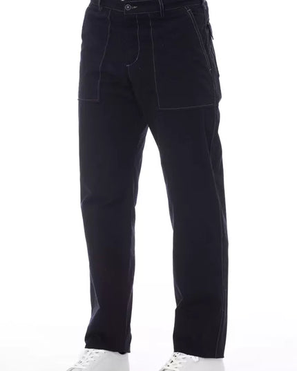 Alpha Studio Blue Cotton Men Pant