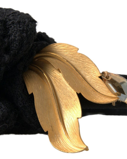 Dolce & Gabbana Diadem Headband Tiara White Rose Crystal Hair Gold