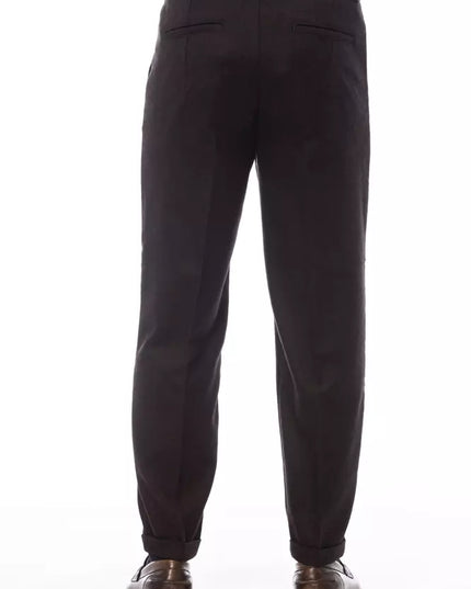 Alpha Studio Brown Wool Men Pant