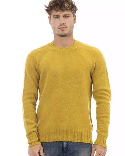 Alpha Studio Yellow Wool Men Sweater
