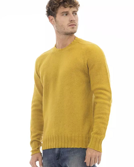 Alpha Studio Yellow Wool Men Sweater