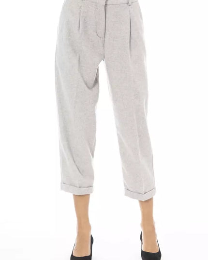 Alpha Studio Gray Wool Women Trouser