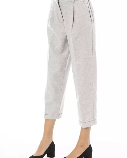 Alpha Studio Gray Wool Women Trouser