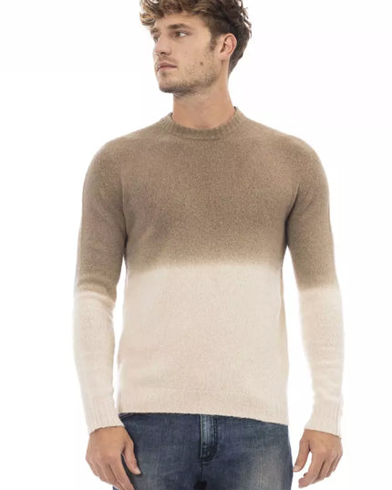 Alpha Studio Beige Alpaca Men Sweater