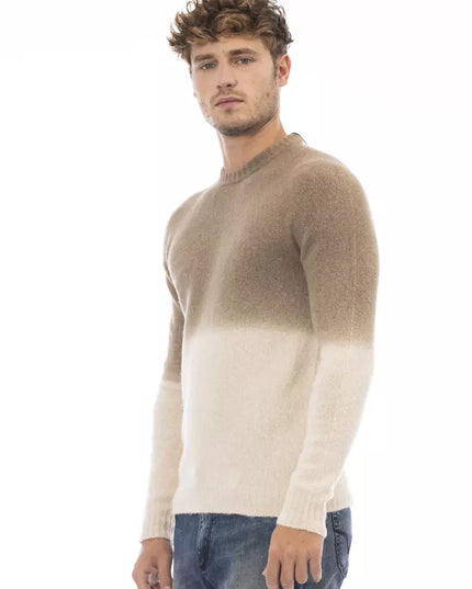 Alpha Studio Beige Alpaca Men Sweater