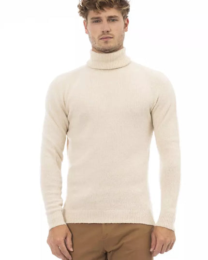 Alpha Studio Beige Alpaca Men Sweater
