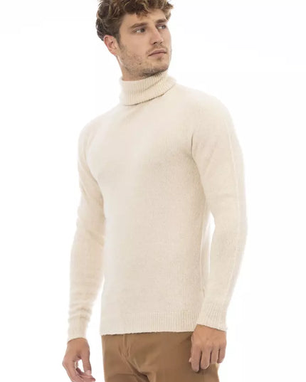 Alpha Studio Beige Alpaca Men Sweater