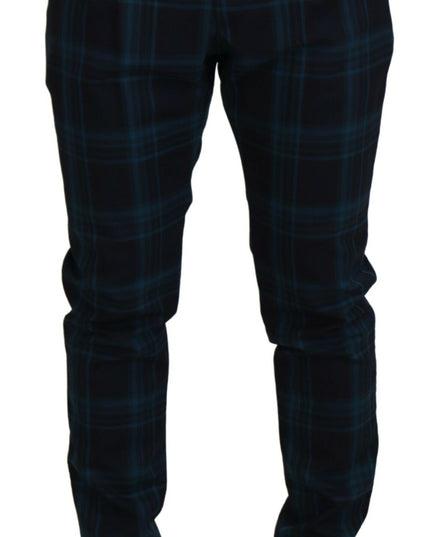 Dolce & Gabbana Blue Purple Plaid Wool Trousers Pants