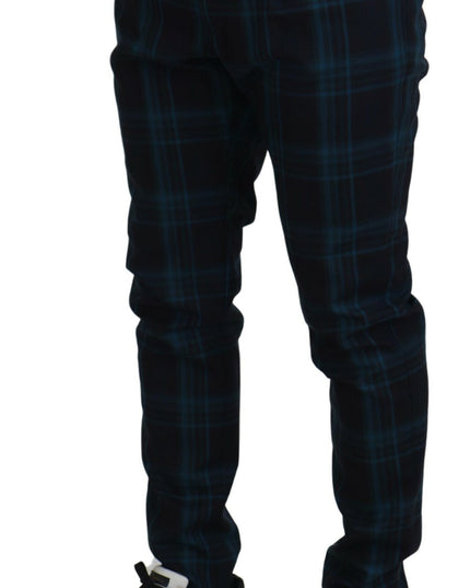 Dolce & Gabbana Blue Purple Plaid Wool Trousers Pants