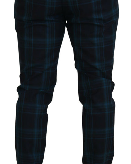 Dolce & Gabbana Blue Purple Plaid Wool Trousers Pants