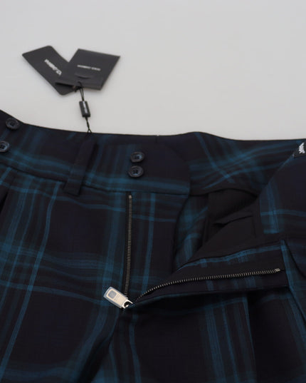 Dolce & Gabbana Blue Purple Plaid Wool Trousers Pants