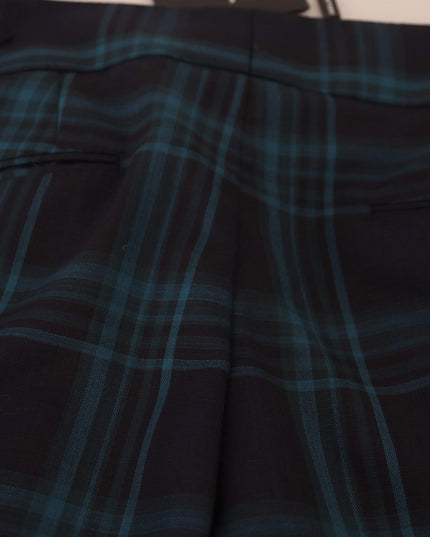 Dolce & Gabbana Blue Purple Plaid Wool Trousers Pants
