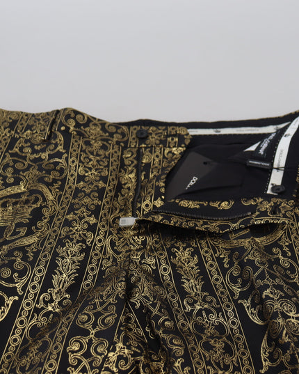 Dolce & Gabbana Black Gold Jacquard Dress Trouser Pants