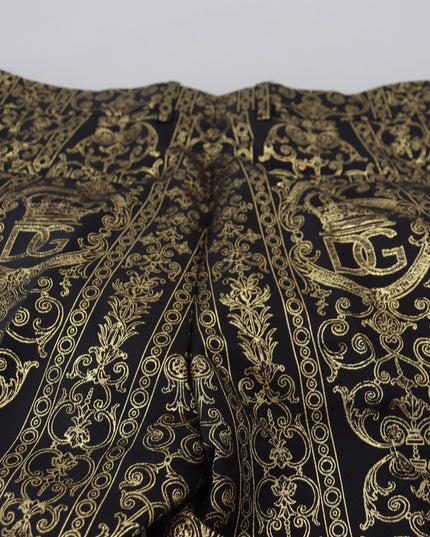 Dolce & Gabbana Black Gold Jacquard Dress Trouser Pants