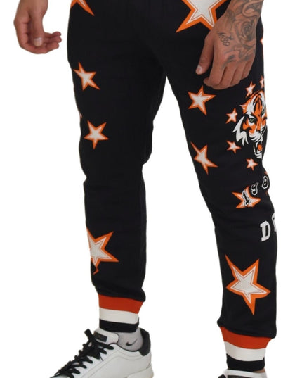 Dolce & Gabbana Black Orange Star Trousers Sport Pants